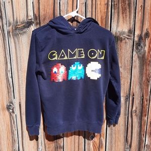 H&M Kids Navy Blue Game On Hoodie Sweatshirt Pac Man